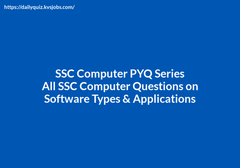 SSC Computer Questions on Software Types & Applications NEW